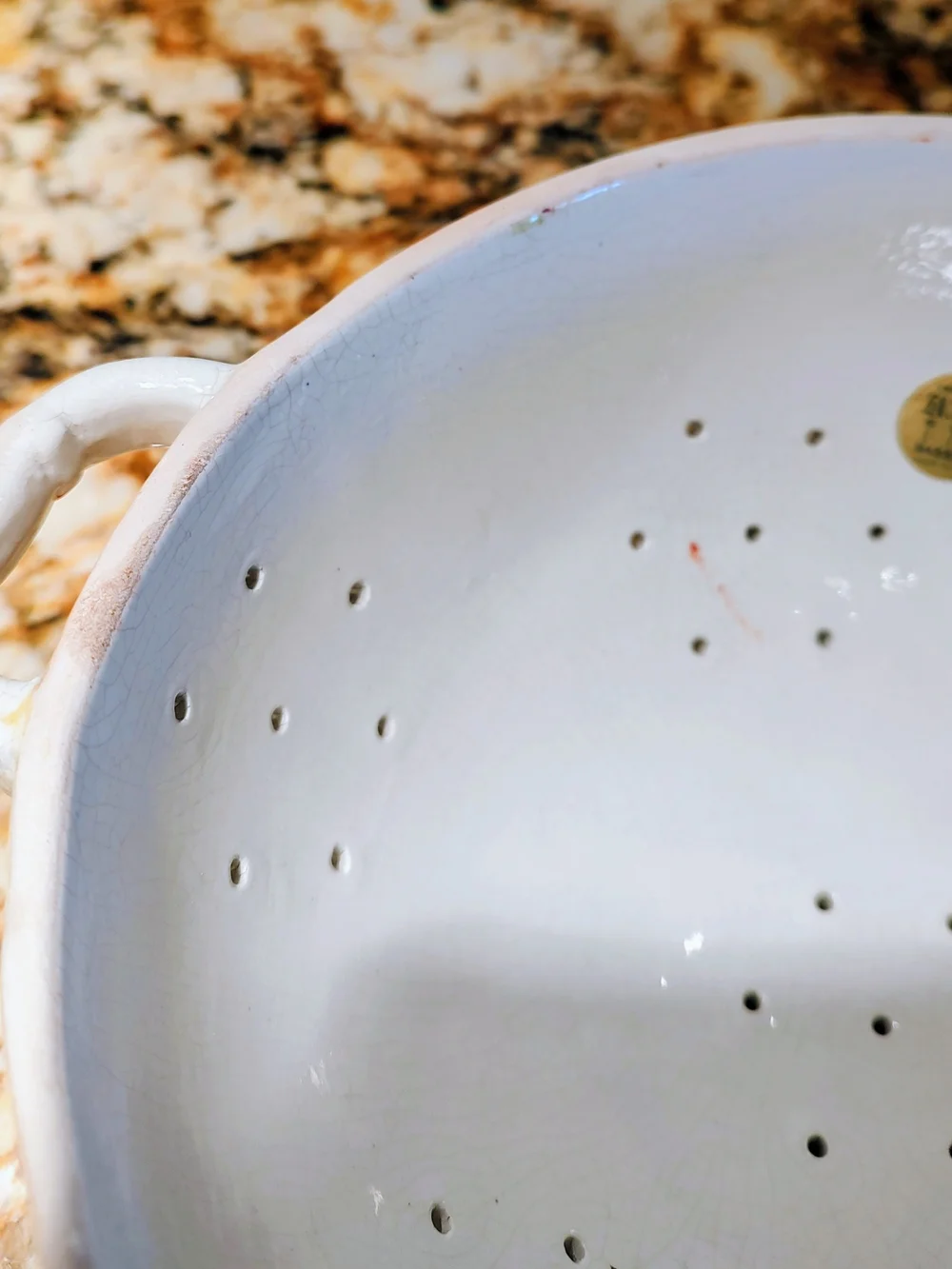 Hand-Painted Bassano Floral Ceramic Colander - White with Multicolor Flowers